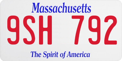 MA license plate 9SH792