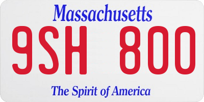 MA license plate 9SH800