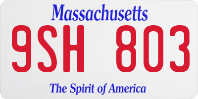 MA license plate 9SH803