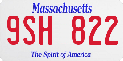 MA license plate 9SH822