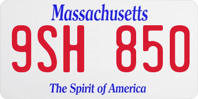 MA license plate 9SH850