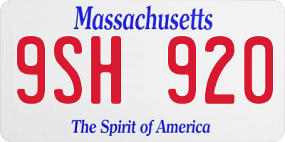 MA license plate 9SH920