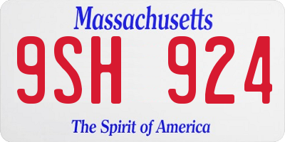 MA license plate 9SH924