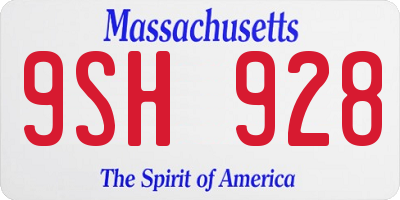 MA license plate 9SH928