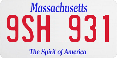 MA license plate 9SH931