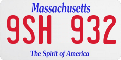 MA license plate 9SH932