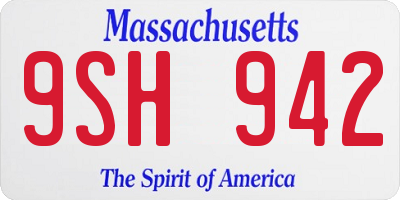 MA license plate 9SH942