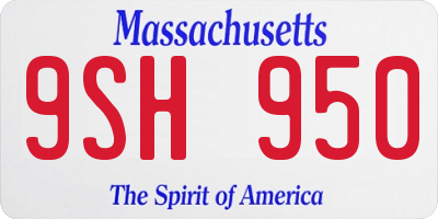 MA license plate 9SH950