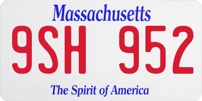 MA license plate 9SH952