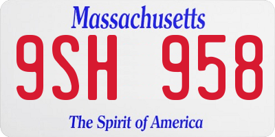 MA license plate 9SH958