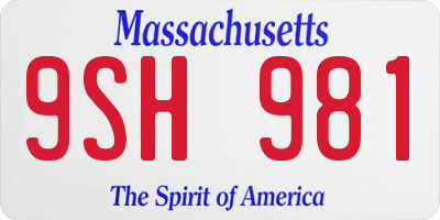 MA license plate 9SH981