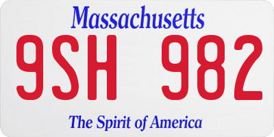 MA license plate 9SH982
