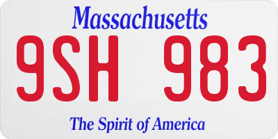 MA license plate 9SH983
