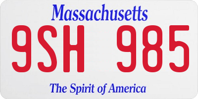 MA license plate 9SH985