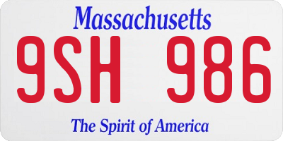 MA license plate 9SH986
