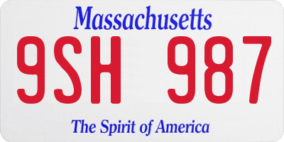 MA license plate 9SH987