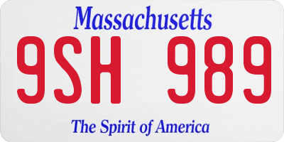 MA license plate 9SH989