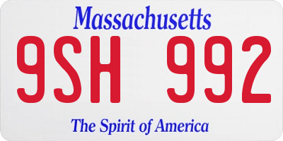 MA license plate 9SH992