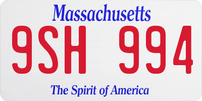 MA license plate 9SH994