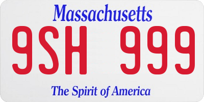 MA license plate 9SH999