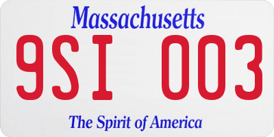 MA license plate 9SI003
