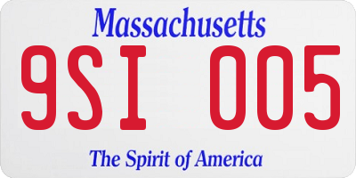 MA license plate 9SI005
