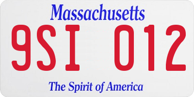 MA license plate 9SI012