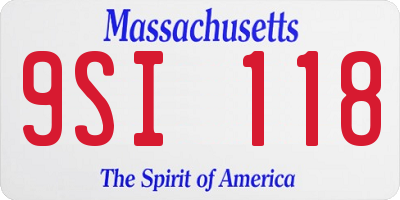 MA license plate 9SI118