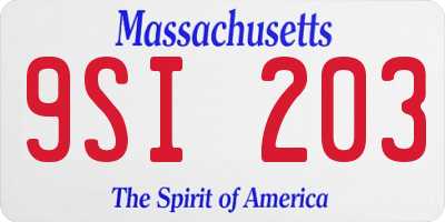 MA license plate 9SI203