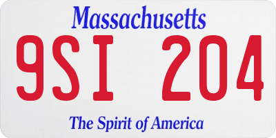 MA license plate 9SI204