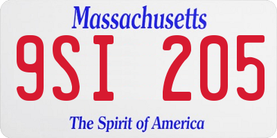 MA license plate 9SI205