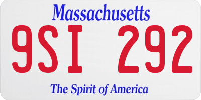 MA license plate 9SI292