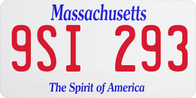MA license plate 9SI293