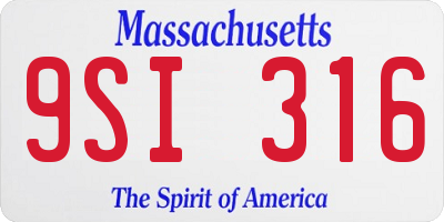 MA license plate 9SI316