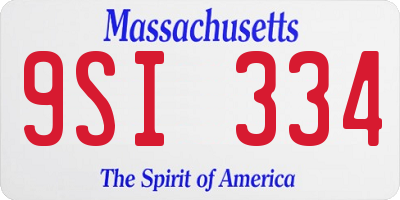 MA license plate 9SI334