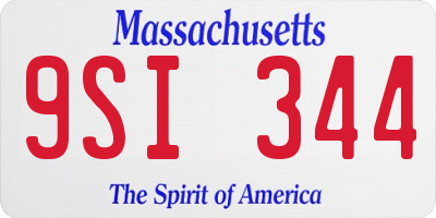 MA license plate 9SI344