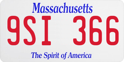 MA license plate 9SI366