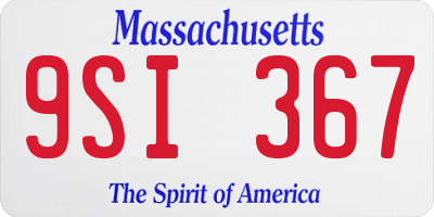 MA license plate 9SI367