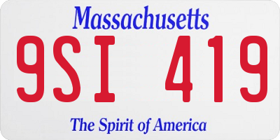 MA license plate 9SI419