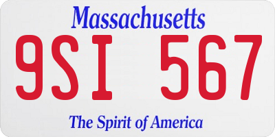 MA license plate 9SI567