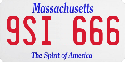 MA license plate 9SI666