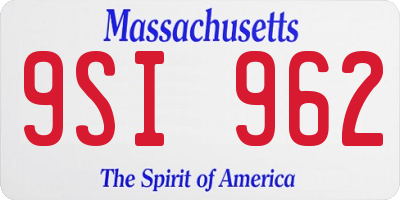 MA license plate 9SI962