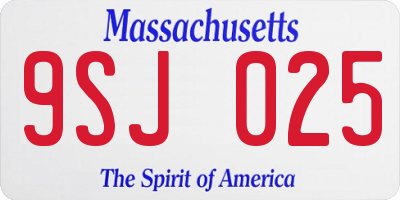 MA license plate 9SJ025