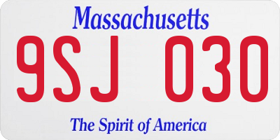 MA license plate 9SJ030