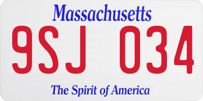 MA license plate 9SJ034