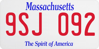 MA license plate 9SJ092