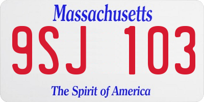 MA license plate 9SJ103