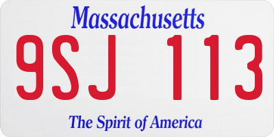 MA license plate 9SJ113