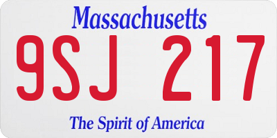 MA license plate 9SJ217