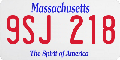 MA license plate 9SJ218